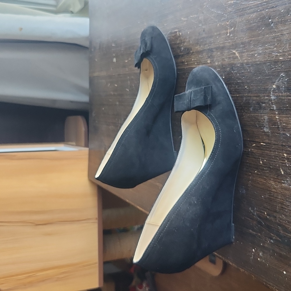 Velvet wedge heels size 10